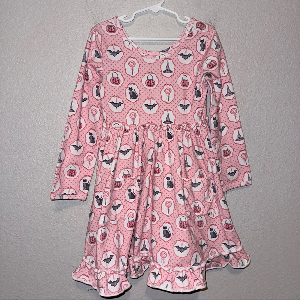 Serendipity by Shrimp and Grits Girls Pink Halloween Dress Size Large Boutique